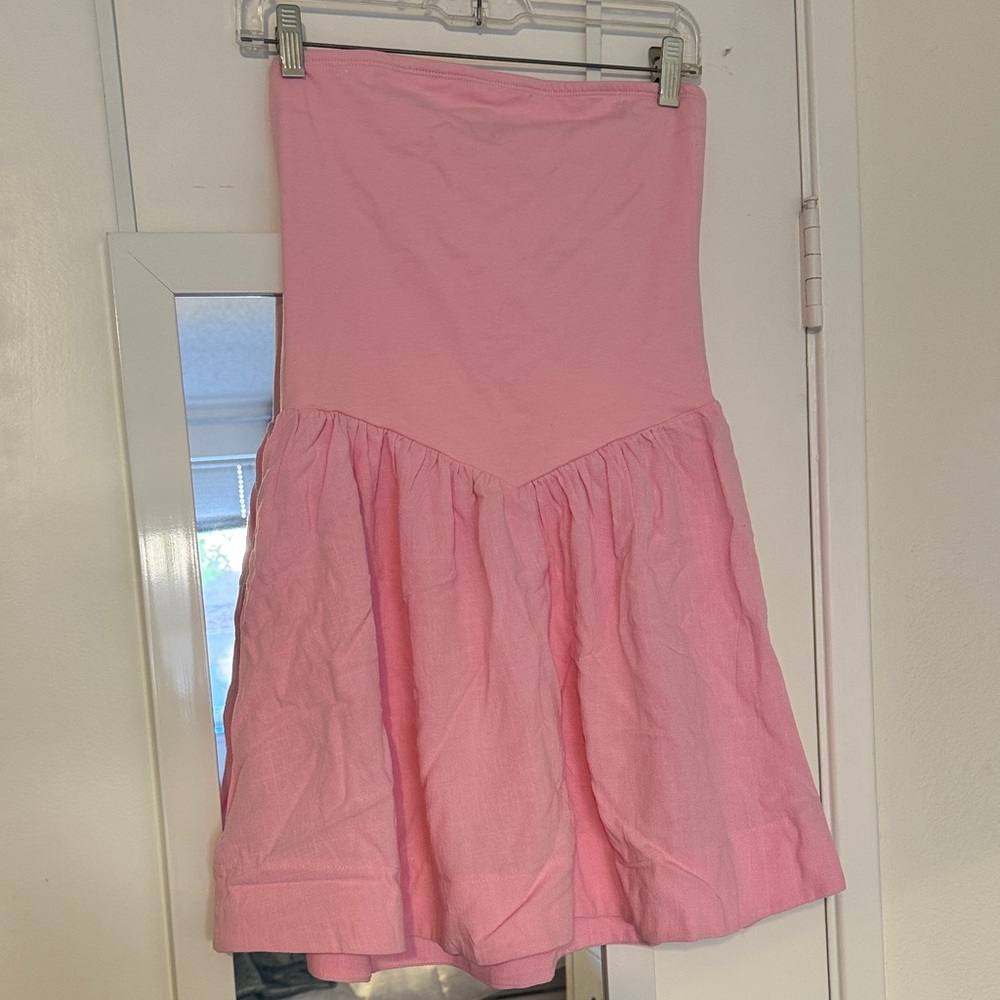 Pink Women's Drop-waist Strapless Dress